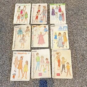 Vtg Sewing Pattern LOT 1960s‎ Simplicity Girls Jumper Dress Pajama Pants Scarf